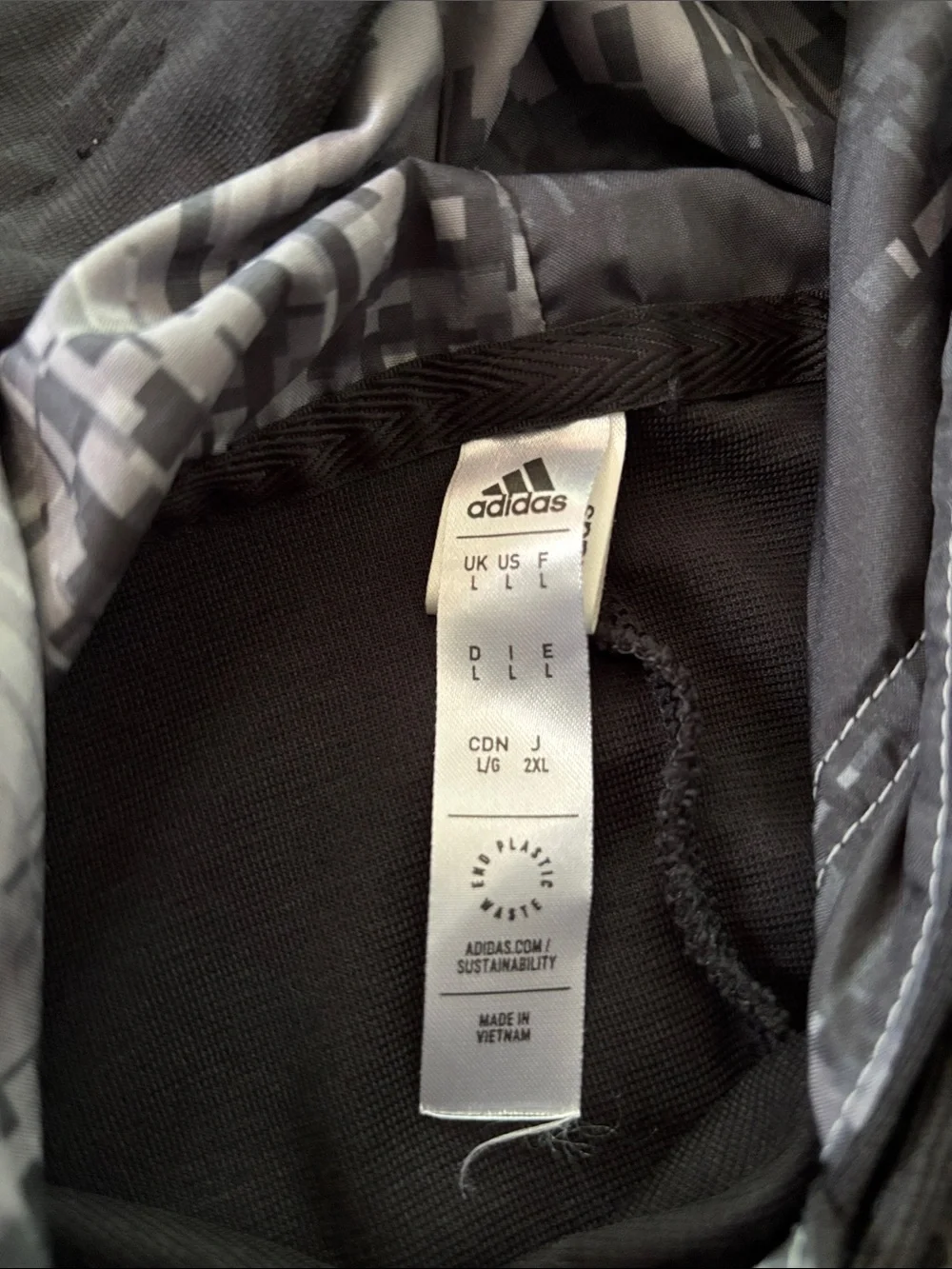 adidas Black Hoodie with Repeated 'Determination Over Negativity' Chest Graphic